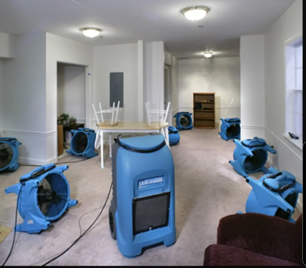 Air movers and dehumidifier setup for Water Extraction & Removal in Horn Lake